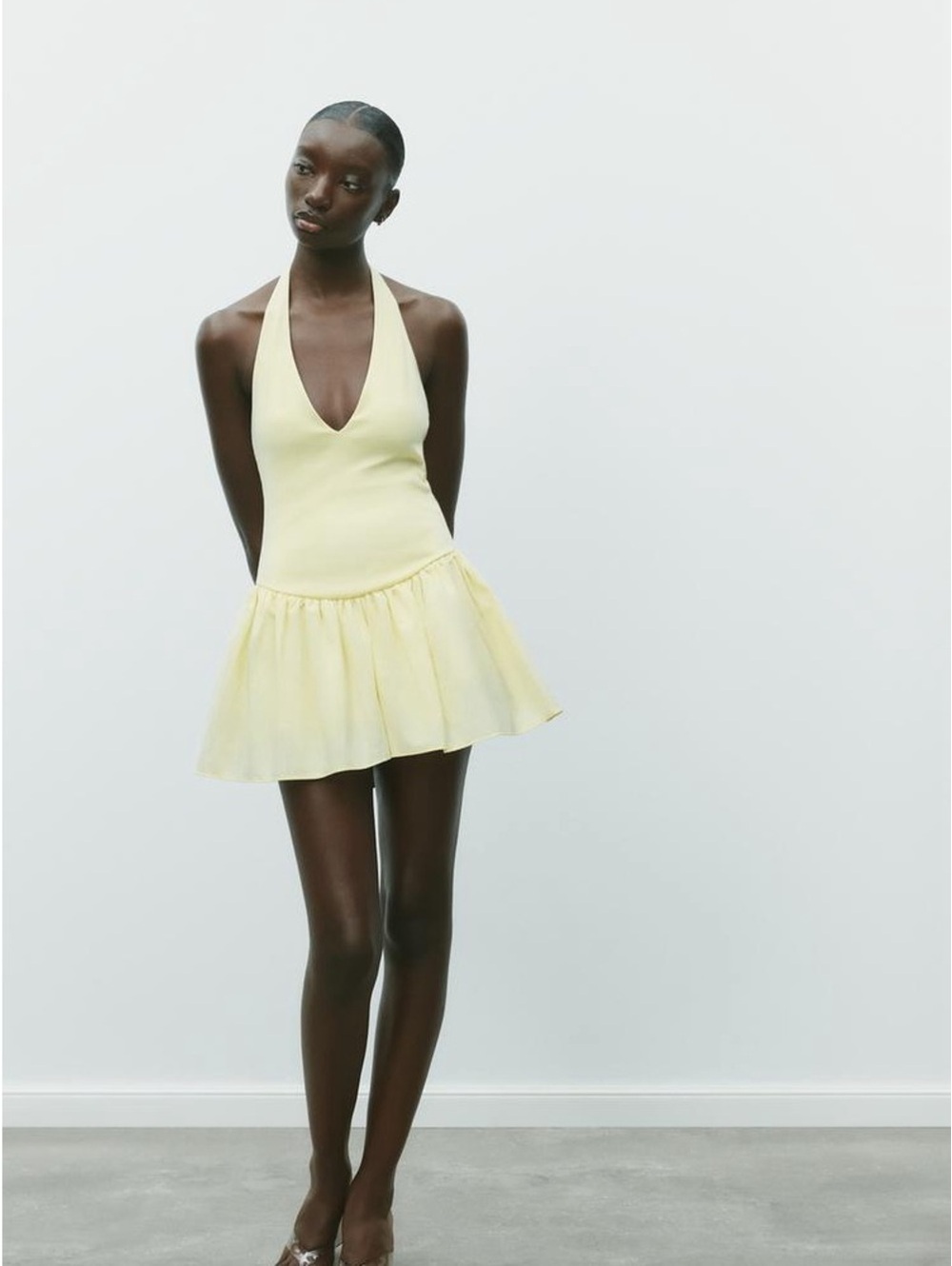 Zara Mini Halter Dress - Yellow - Small